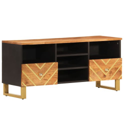 Meuble TV marron et noir 100x33,5x46 cm bois massif de manguier