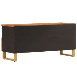 Meuble TV marron et noir 100x33,5x46 cm bois massif de manguier