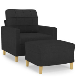 Fauteuil avec repose-pied Noir 60 cm Tissu