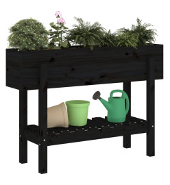 Lit surélevé de jardin noir 101x30x69 cm bois de pin massif