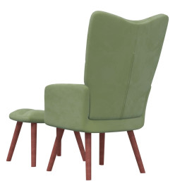 Chaise de relaxation avec repose-pied Vert clair Velours