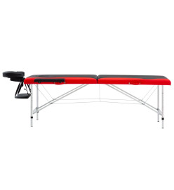 Table de massage pliable 2 zones Aluminium Noir et rouge