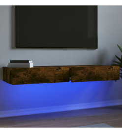 Meubles TV avec lumières LED 2 pcs chêne fumé 60x35x15,5 cm