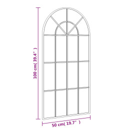 Miroir mural noir 50x100 cm arche fer