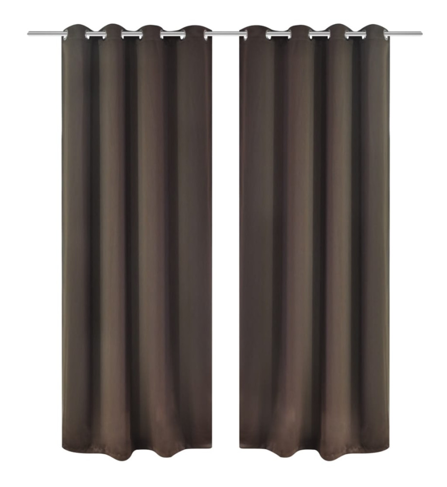 Rideau occultant 2 pcs et œillets métalliques 135x175 cm Marron