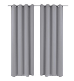 Rideau occultant 2 pcs avec œillets métalliques 135x175 cm Gris