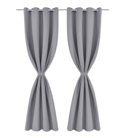 Rideau occultant 2 pcs avec œillets métalliques 135x175 cm Gris