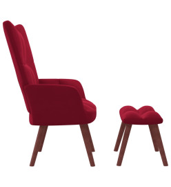 Chaise de relaxation avec repose-pied Rouge bordeaux Velours