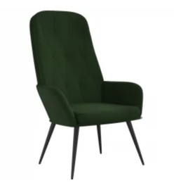 Chaise de relaxation avec repose-pied Vert foncé Velours