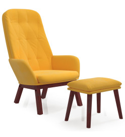 Chaise de relaxation avec repose-pied Jaune moutarde Velours