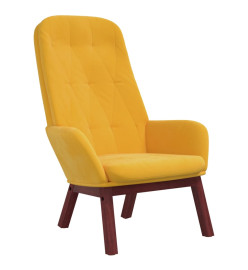 Chaise de relaxation avec repose-pied Jaune moutarde Velours