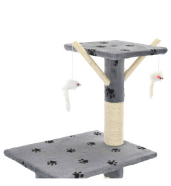 Arbre à chat avec griffoir en sisal 138 cm Gris Motif de pattes