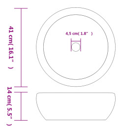 Vasque à poser gris rond Φ41x14 cm céramique