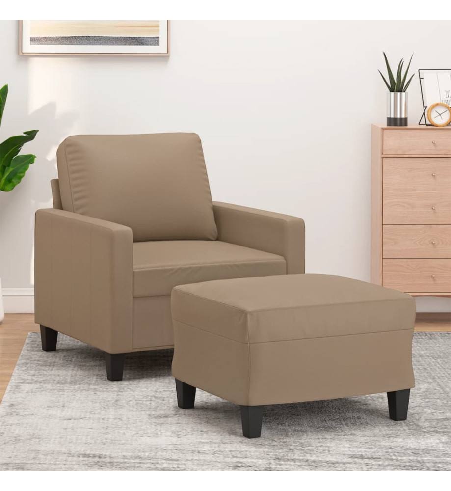 Fauteuil avec repose-pied Cappuccino 60 cm Similicuir