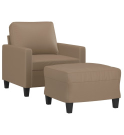 Fauteuil avec repose-pied Cappuccino 60 cm Similicuir