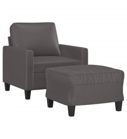 Fauteuil avec repose-pied Gris 60 cm Similicuir