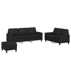 Ensemble de canapés 3 pcs avec coussins Noir Similicuir