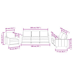 Ensemble de canapés 3 pcs avec coussins Cappuccino Similicuir
