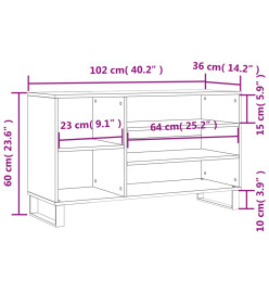 Armoire à chaussures Noir 102x36x60 cm Bois d'ingénierie