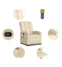 Fauteuil de massage inclinable Crème Tissu