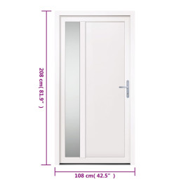 Porte d'entrée Blanc 108x208 cm PVC