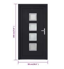 Porte d'entrée anthracite 98x190 cm PVC