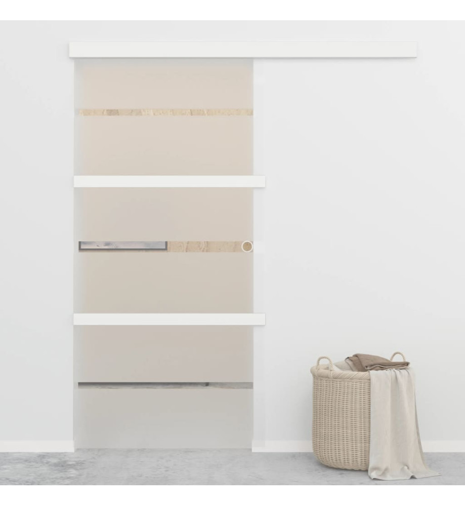 Porte coulissante butées souples Verre ESG 102,5x205 cm Argenté