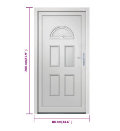 Porte d'entrée blanc 88x208 cm PVC