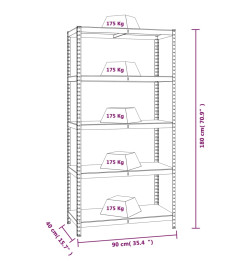 Étagères à 5 niveaux 3pcs Anthracite Acier et bois d'ingénierie