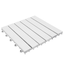 Carreaux de terrasse 10 pcs Blanc 30x30 cm Bois d'acacia solide