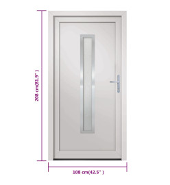 Porte d'entrée Blanc 108x208 cm PVC