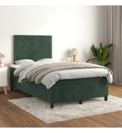 Lit à sommier tapissier et matelas Vert foncé 120x200cm Velours