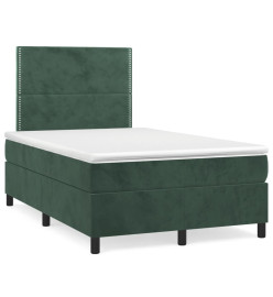 Lit à sommier tapissier et matelas Vert foncé 120x200cm Velours