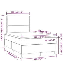 Lit à sommier tapissier et matelas Vert foncé 120x200cm Velours