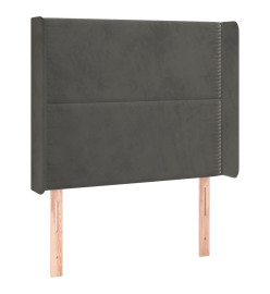 Sommier tapissier et matelas et LED Gris foncé 90x190cm Velours