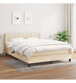 Lit à sommier tapissier avec matelas Crème 140x200 cm Tissu