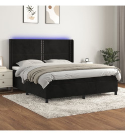 Sommier tapissier avec matelas et LED Noir 180x200 cm Velours