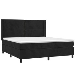Sommier tapissier avec matelas et LED Noir 180x200 cm Velours