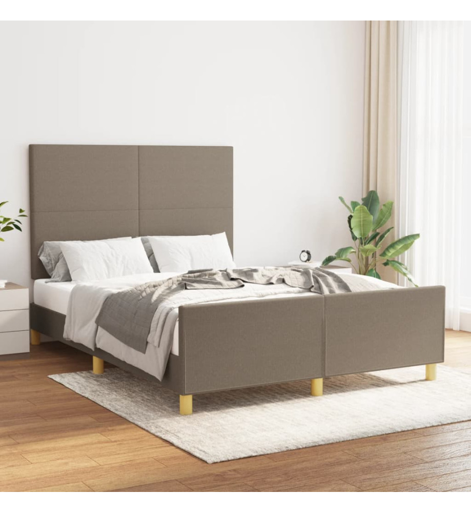 Cadre de lit avec tête de lit Taupe 140x190 cm Tissu Cadre de lit avec tête de lit Taupe 140x190 cm Tissu