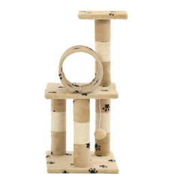 Arbre à chat avec griffoir en sisal 65 cm Beige Motif de pattes