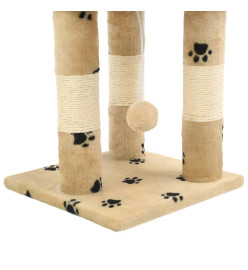 Arbre à chat avec griffoir en sisal 65 cm Beige Motif de pattes