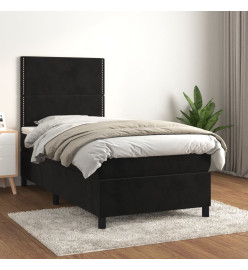 Lit à sommier tapissier avec matelas Noir 90x190 cm Velours