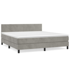 Lit à sommier tapissier et matelas Gris clair 180x200cm Velours