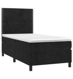 Sommier tapissier avec matelas et LED Noir 90x190 cm Velours