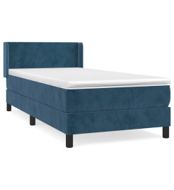Lit à sommier tapissier avec matelas Bleu foncé 90x200 cm