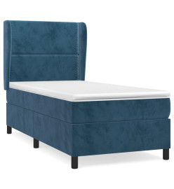 Lit à sommier tapissier avec matelas Bleu foncé 90x200 cm