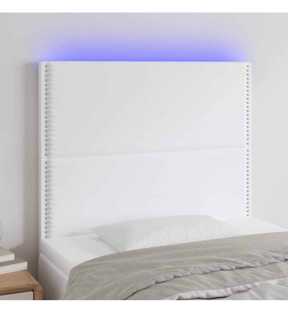 Tête de lit à LED Blanc 80x5x118/128 cm Similicuir Tête de lit à LED Blanc 80x5x118/128 cm Similicuir
