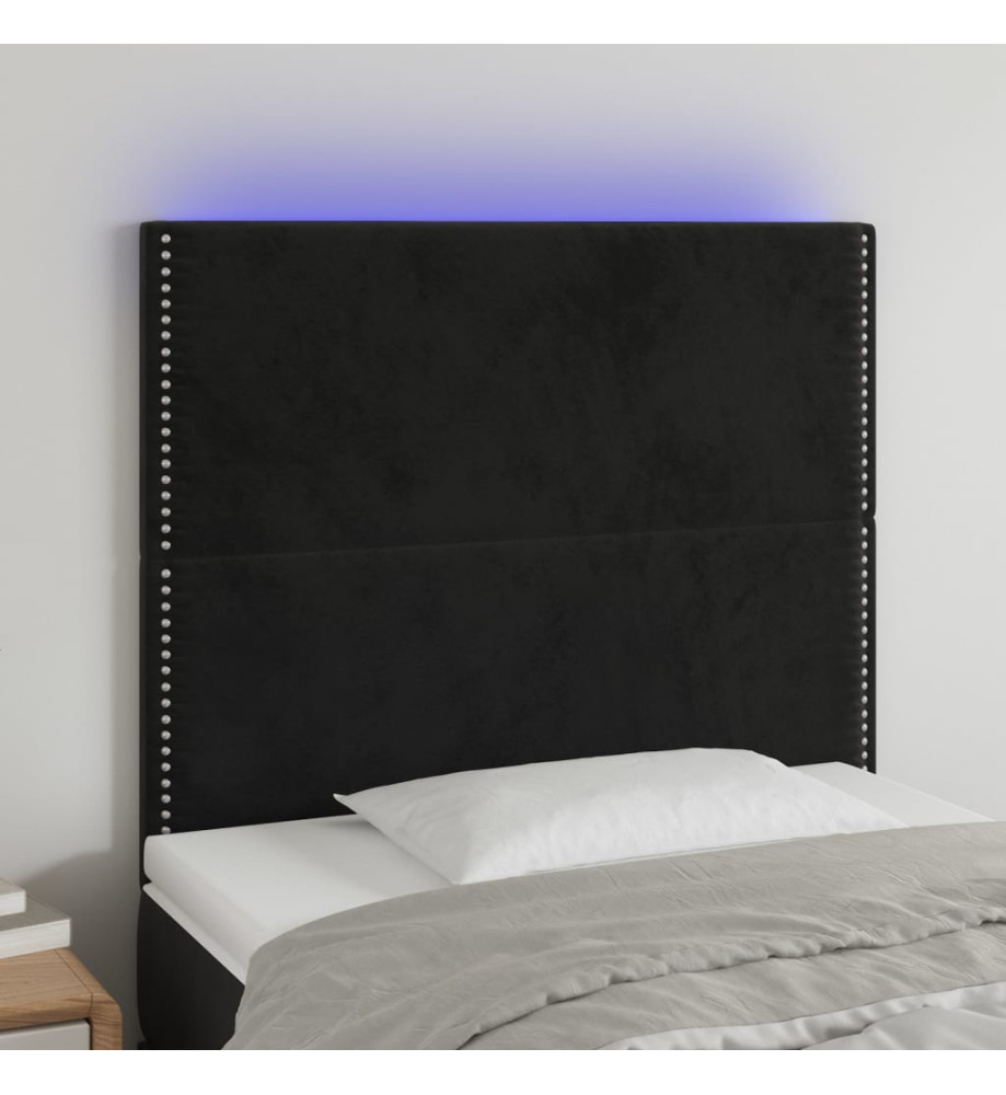 Tête de lit à LED Noir 90x5x118/128 cm Velours Tête de lit à LED Noir 90x5x118/128 cm Velours