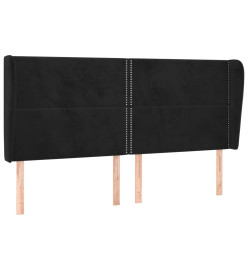 Tête de lit avec oreilles Noir 203x23x118/128 cm Velours