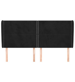 Tête de lit avec oreilles Noir 203x23x118/128 cm Velours